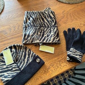 Michael Kors Black and Tan Animal Print Set